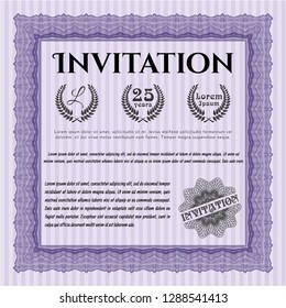 Violet Formal invitation template. Lovely design. Customizable, Easy to edit and change colors. Complex background. 