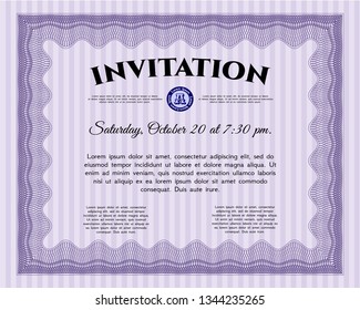 Violet Formal Invitation Money Design Guilloche Stock Vector Royalty Free