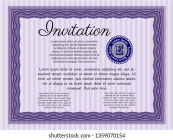Violet Formal invitation template. Modern design. Vector illustration. With background. 