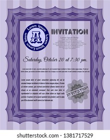 Violet Formal invitation template. Modern design. Easy to print. Customizable, Easy to edit and change colors. 