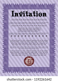 Violet Formal invitation template. Money design. With linear background. Customizable, Easy to edit and change colors. 