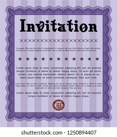 Violet Formal invitation template. Money style design. Customizable, Easy to edit and change colors. Easy to print. 
