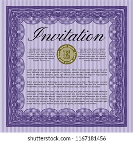 Violet Formal invitation template. Printer friendly. Customizable, Easy to edit and change colors. Superior design. 