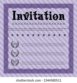 Violet Formal invitation template. Printer friendly. Artistry design. Customizable, Easy to edit and change colors. 