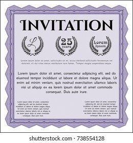 Violet Formal invitation template. Printer friendly. Sophisticated design. Customizable, Easy to edit and change colors. 