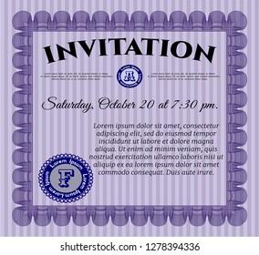 Violet Formal invitation template. With quality background. Elegant design. Vector illustration. 