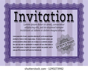 Violet Formal invitation template. With quality background. Vector illustration. Cordial design. 