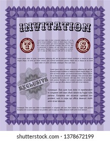 Violet Formal invitation template. With quality background. Good design. Customizable, Easy to edit and change colors. 