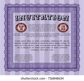 Violet Formal invitation template. With quality background. Sophisticated design. Vector illustration. 