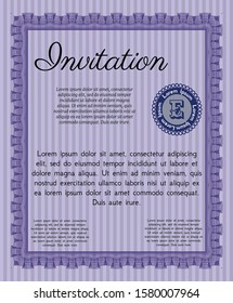 Violet Formal invitation template. Retro design. Complex background. Vector illustration. 