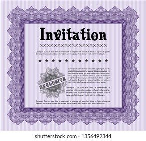 Violet Formal invitation template. Sophisticated design. Vector illustration. With quality background. 