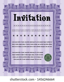 Violet Formal invitation template. Sophisticated design. Customizable, Easy to edit and change colors. With complex linear background. 