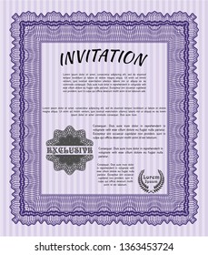 Violet Formal invitation template. Superior design. With guilloche pattern. Customizable, Easy to edit and change colors. 