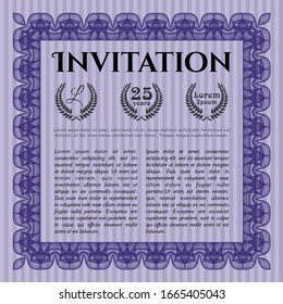 Violet Formal invitation template. Superior design. Vector illustration. Printer friendly. 