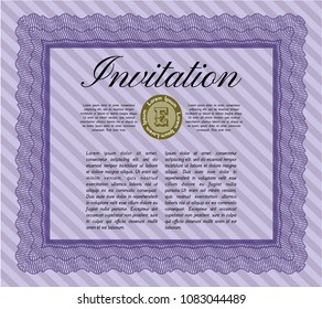  Violet Formal invitation template. Vector illustration. Printer friendly. Elegant design. 