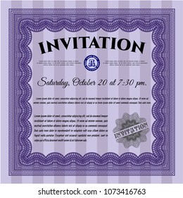  Violet Formal invitation. Vector illustration. With quality background. Retro design. 