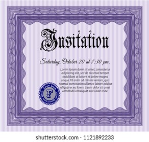 Violet Formal invitation. Vector illustration. With quality background. Sophisticated design. 