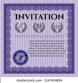 Violet Formal invitation. Vector illustration. With quality background. Lovely design. 