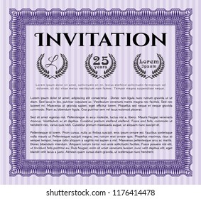 Violet Formal invitation. Vector illustration. Complex background. Money style design. 