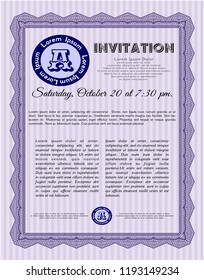 Violet Formal invitation. Vector illustration. Complex background. Money style design. 