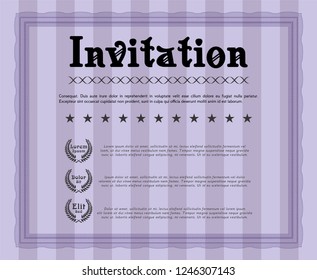 Violet Formal invitation. Vector illustration. Printer friendly. Good design. 