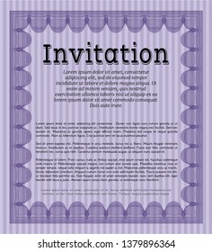 Violet Formal invitation. Vector illustration. Easy to print. Perfect design. 