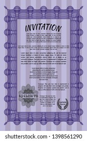 Violet Formal invitation. Vector illustration. With quality background. Modern design. 