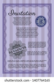 Violet Formal invitation. Vector illustration. Complex background. Perfect design. 