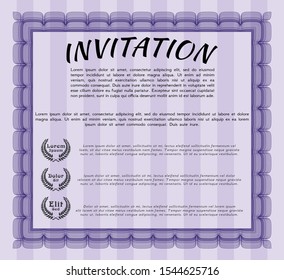 Violet Formal invitation. Vector illustration. With quality background. Nice design. 