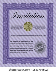 Violet Formal invitation. Vector illustration. Printer friendly. Lovely design. 
