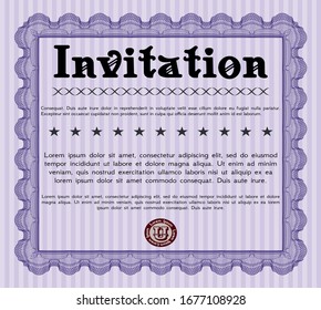 Violet Formal invitation. Vector illustration. Easy to print. Excellent design. 