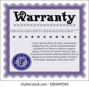 Violet Formal Warranty Certificate template. With linear background. Customizable, Easy to edit and change colors. Nice design. 