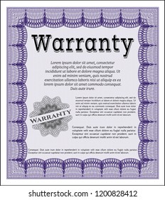 Violet Formal Warranty Certificate template. Excellent design. With linear background. Customizable, Easy to edit and change colors. 