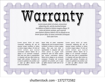 Violet Formal Warranty Certificate template. Easy to print. Money style design. Detailed. 