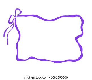 Violet frame stamp ribbon hand drawn