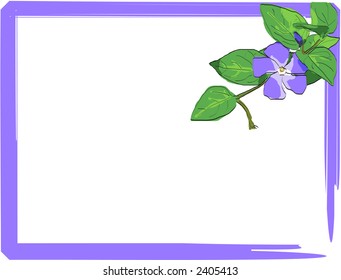 Violet frame with watercolor flower corner peace - vector illustration