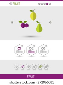 violet fruit web template. infographic concept.
