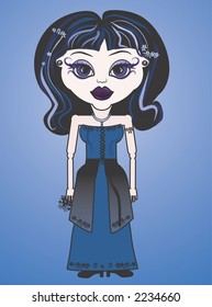 Violet is a fun character illustration of a Gothic Bride.