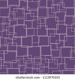 Violet geometric background with squares. Seamless pattern. Fashionable color. Trendy minimalist design for printing on fabric, textile, paper, covers Vector illustration