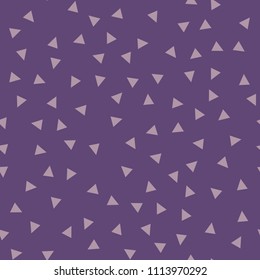 Violet geometric background with triangles. Seamless pattern. Fashionable color. Trendy minimalist design for printing on fabric, textile, paper, covers Vector illustration  