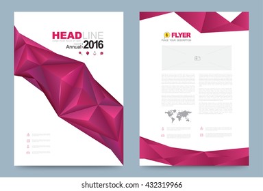 Violet geometric design template cover . Vector illustration. Use for annual report brochure flyer, Leaflet presentation background, layout in A4 size