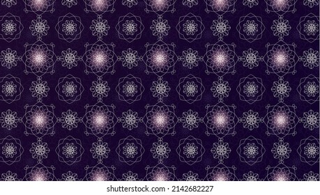 Violet geometric pattern with gold shiny glowing lights Golden luxury realistic seamless pattern. Vector illustration