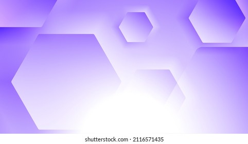 Violet geometric tech background with glossy hexagons. Vector design