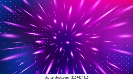 Violet Glitter Particle Raining Background,  Widescreen Vector Illustration