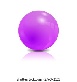 Violet glossy sphere isolated on white, vector illustration