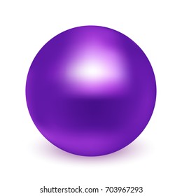 Violet glossy sphere isolated on white. Vector illustration for your design.