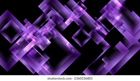 Violet glossy squares abstract hi-tech background. Geometric vector design