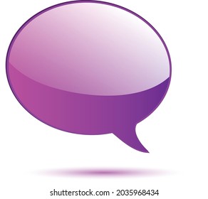 Violet glossy word speech on white