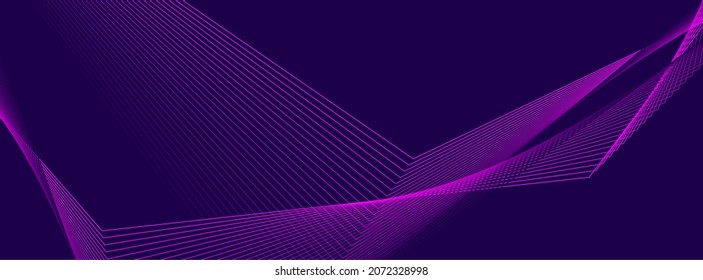 Violett leuchtende neonförmige Linien abstrakten minimalen Hintergrund. Technologie-Vektorbanner-Design