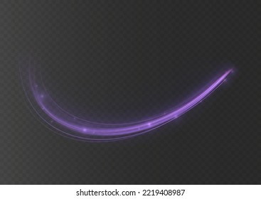 Violet glowing shiny lines effect vector background. Luminous white lines of speed. Light glowing effect. Light trail wave, fire path trace line and incandescence curve twirl.